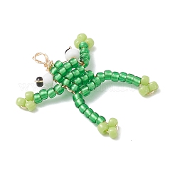 Glass Seed Beaded Frog Pendants&nbsp;PALLOY-MZ00990