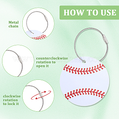 12Pcs PVC Baseball Luggage Tags&nbsp;AJEW-SP0004-23A