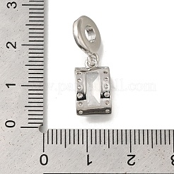 Rack Plating Brass Micro Pave Clear Cubic Zirconia European Dangle Charms&nbsp;KK-H485-18P