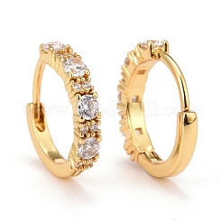 Real 18K Gold Plated Brass Cubic Zirconia Huggie Hoop Earrings&nbsp;EJEW-C012-08C