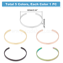 5Pcs 5 Colors Stainless Steel Open Cuff Bangles&nbsp;BJEW-UN0001-29