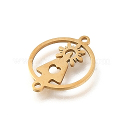 201 Stainless Steel Laser Cut Connector Charms&nbsp;STAS-R132-14G