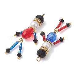 2Pcs Glass Seed Bead and Pearlized Glass Pearl Big Pendants&nbsp;PALLOY-MZ01289