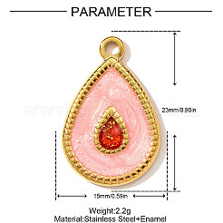 304 Stainless Steel Enamel Pendants&nbsp;STAS-OY003-15G