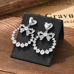 Brass Clear Cubic Zirconia Stud Earrings&nbsp;EJEW-D301-06P-01
