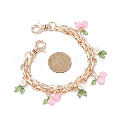 2Pcs Glass Flower & Fruit Bag Decorative Chains&nbsp;AJEW-BA00172-01
