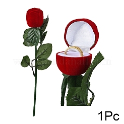 1Pc Flocking Plastic Rose Finger Ring Boxes&nbsp;VBOX-YW0001-03