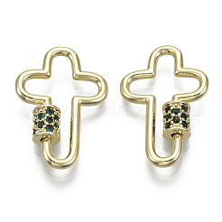 Brass Micro Pave Cubic Zirconia Screw Carabiner Lock Charms&nbsp;KK-R136-070B-NF