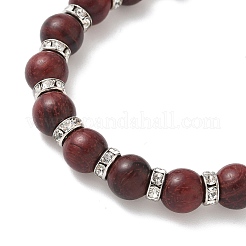 Dyed Imitation Burmese Wood Round Beadeed Stretch Bracelets Sets for Men Women&nbsp;BJEW-JB12355-03
