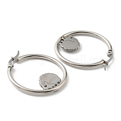 Non-Tarnish 304 Stainless Steel Hedgehog Beaded Hoop Earrings&nbsp;LS-EJEW-F320-02P