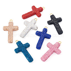 8Pcs 8 Colors Handmade Polymer Clay Pave Rhinestone Big Pendants&nbsp;RB-BT0001-03