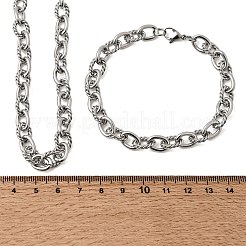 304 Stainless Steel Cable Chains Bracelet & Necklace Jewelry Sets&nbsp;SJEW-L199-11P