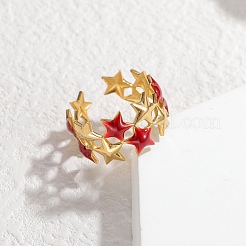 304 Stainless Steel Enamel Cuff Rings for Women&nbsp;LS-RJEW-F198-01G