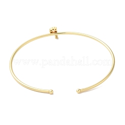 Rack Plating Brass Micro Pave Clear Cubic Zirconia Letter Open Cuff Bangles&nbsp;BJEW-A018-01G-P