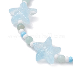 3Pcs 3 Colors Spray Painted Glass Star Beads & Natural Rose Quartz & Amazonite & Green Aventurine Beads Stretch Bracelets for Women&nbsp;BJEW-MZ00175