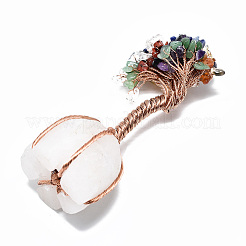 Chakra Natural Gemstone Chips and Quartz Crystal Pedestal Display Decorations&nbsp;G-R461-08D