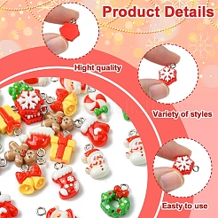 24Pcs 12 Styles Christmas Theme Opaque Resin Pendants&nbsp;RESI-FS0001-86A