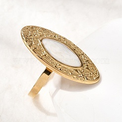 Horse Eye 304 Stainless Steel Open Cuff Rings for Women&nbsp;RJEW-A091-08G