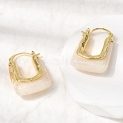 Brass Resin Hoop Earrings&nbsp;EJEW-P333-11B-G01