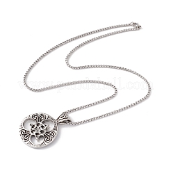 Alloy Trinity Knot Pendant Necklace with 201 Stainless Steel Box Chains&nbsp;NJEW-E016-05AS