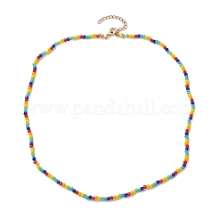 6 Solid Colors Glass Beaded Necklaces&nbsp;NJEW-JN04900