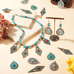 15Pcs 3 Styles Tibetan Style Alloy with Acrylic Pendants&nbsp;FIND-TA0010-20