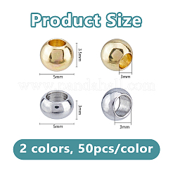 100Pcs 2 Colors Stainless Steel Beads&nbsp;STAS-DC0017-50