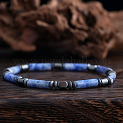 Natural Blue Spot Jasper Beads Stretch Bracelets for Men&nbsp;GQ6598