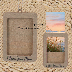 Rectangle with Word I Love You Mom Wood Hanging Photo Frame&nbsp;HJEW-SP0001-19B
