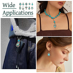 20Pcs 10 Styles Tibetan Style Alloy Pave Imitation Turquoise Pendants&nbsp;FIND-TA0008-36