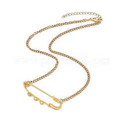 Iron Kilt Pin Pendant 304 Stainless Steel Curb Chain Necklaces&nbsp;NJEW-JN05680
