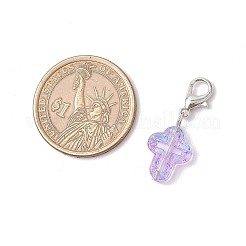 Transparent Glass Cross Pendant Decorations&nbsp;HJEW-JM03349-01