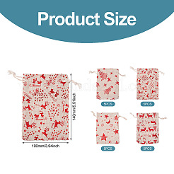 20Pcs 4 Styles Christmas Theme Cotton Fabric Cloth Bags&nbsp;ABAG-TA0002-04A
