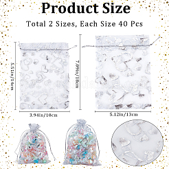 80Pcs 2 Styles Heart Printed Organza Bags&nbsp;OP-BBC0001-04A