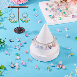 100Pcs 10 Colors Frosted Crackle Glass Pendants&nbsp;PALLOY-TAC0206