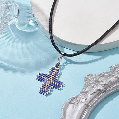 Glass Seed Cross Pendant Necklaces&nbsp;NJEW-MZ00025-03