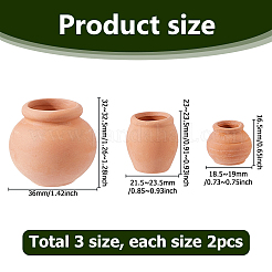 6Pcs 3 Styles Miniature Ceramic Pot Made of Simulated Clay&nbsp;FIND-HS0002-32