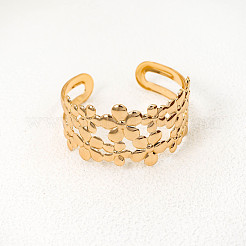 Iron Hollow Flower Open Cuff Bangles for Women&nbsp;WG4A465-01