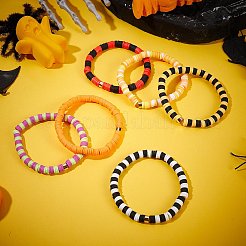 Handmade Polymer Clay Heishi Beads Stretch Bracelets Sets&nbsp;BJEW-JB05902-10