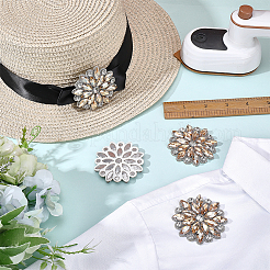 4Pcs Glass Rhinestone Flower Wedding Dress Accessories&nbsp;STIC-FG0001-11A