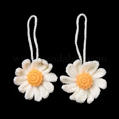 Handmade Crochet Cotton Daisy Decoration&nbsp;HJEW-WH0051-01
