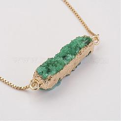 Electroplated Natural & Dyed Druzy Agate Slider Bracelets&nbsp;BJEW-JB02765