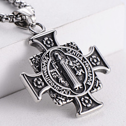 Creative Men's Saint Benedict Exorcism 304 Stainless Steel Pendant Necklaces&nbsp;EZ1780