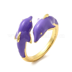 Brass Enamel Cuff Rings&nbsp;RJEW-P166-04G