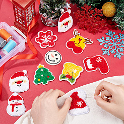 20Pcs 10 Style Christmas Theme Towel Embroidery Cloth Sew on Patches&nbsp;PATC-FG0001-45