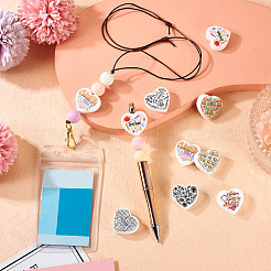8Pcs 8 Style Heart Silicone Focal Beads&nbsp;SIL-TA0001-70