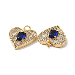 Heart Brass Micro Pave Cubic Zirconia Pendants&nbsp;KK-G435-02G-04