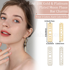 16Pcs 2 Colors Brass Moon Phase Bar Pendants&nbsp;KK-BBC0004-44