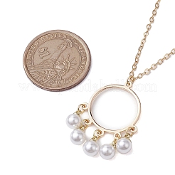 ABS Plastic Imitation Pearl with Brass Pendant Necklaces&nbsp;NJEW-JN04904