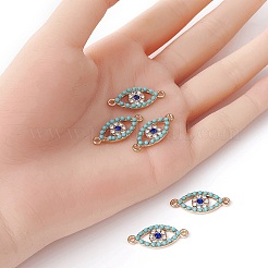 Alloy Connector Charms with Capri Blue Rhinestone and Synthetic Turquoise&nbsp;FIND-YW0003-50